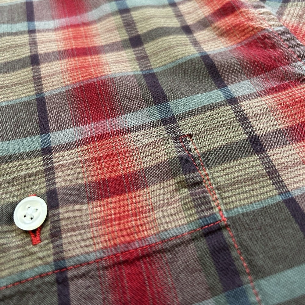 LL Bean Mens Button Down Plaid Double Pocket Shirt Short Sleeve Size XL - Picture 5 of 12